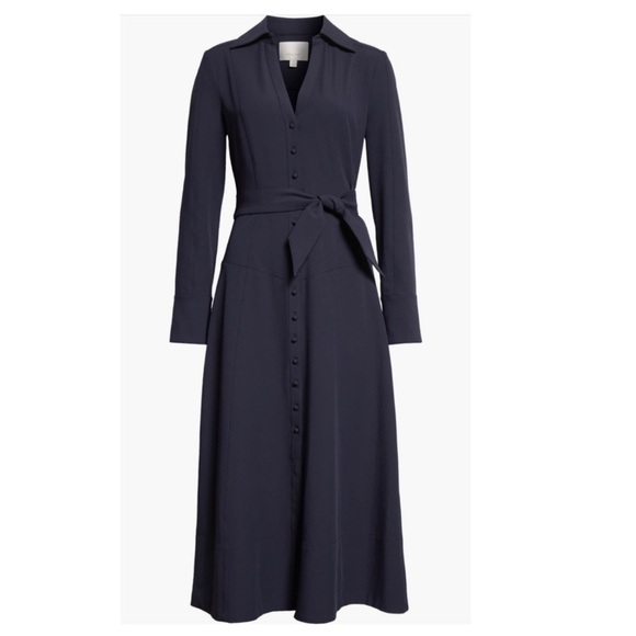cinq a sept Dresses & Skirts - New Cinq a Sept navy Kyla Long Sleeve Navy
Button Down Midi Shirtdress